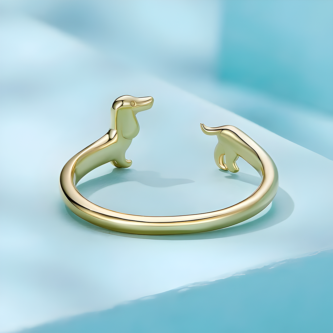 Anillo Abrazo de Salchicha Plata Bañada en Oro Amarillo
